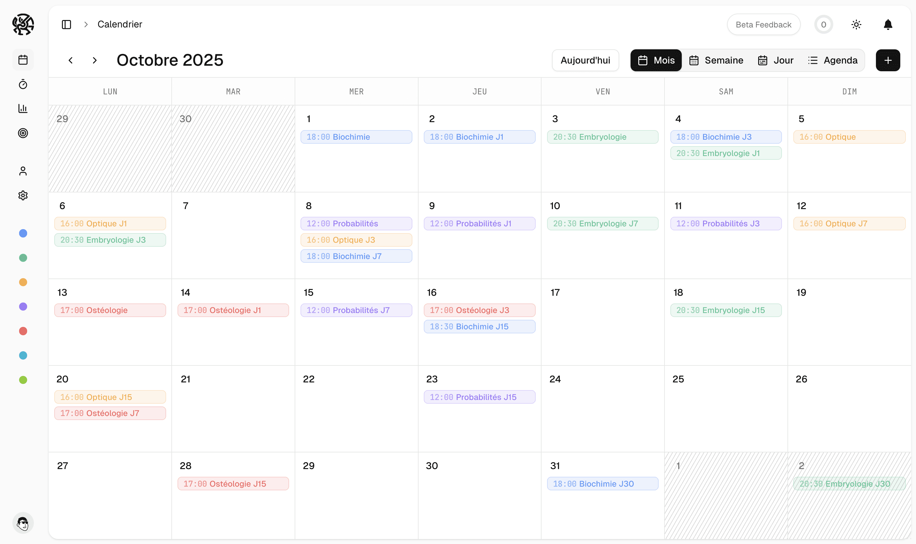 Dashboard - Calendar