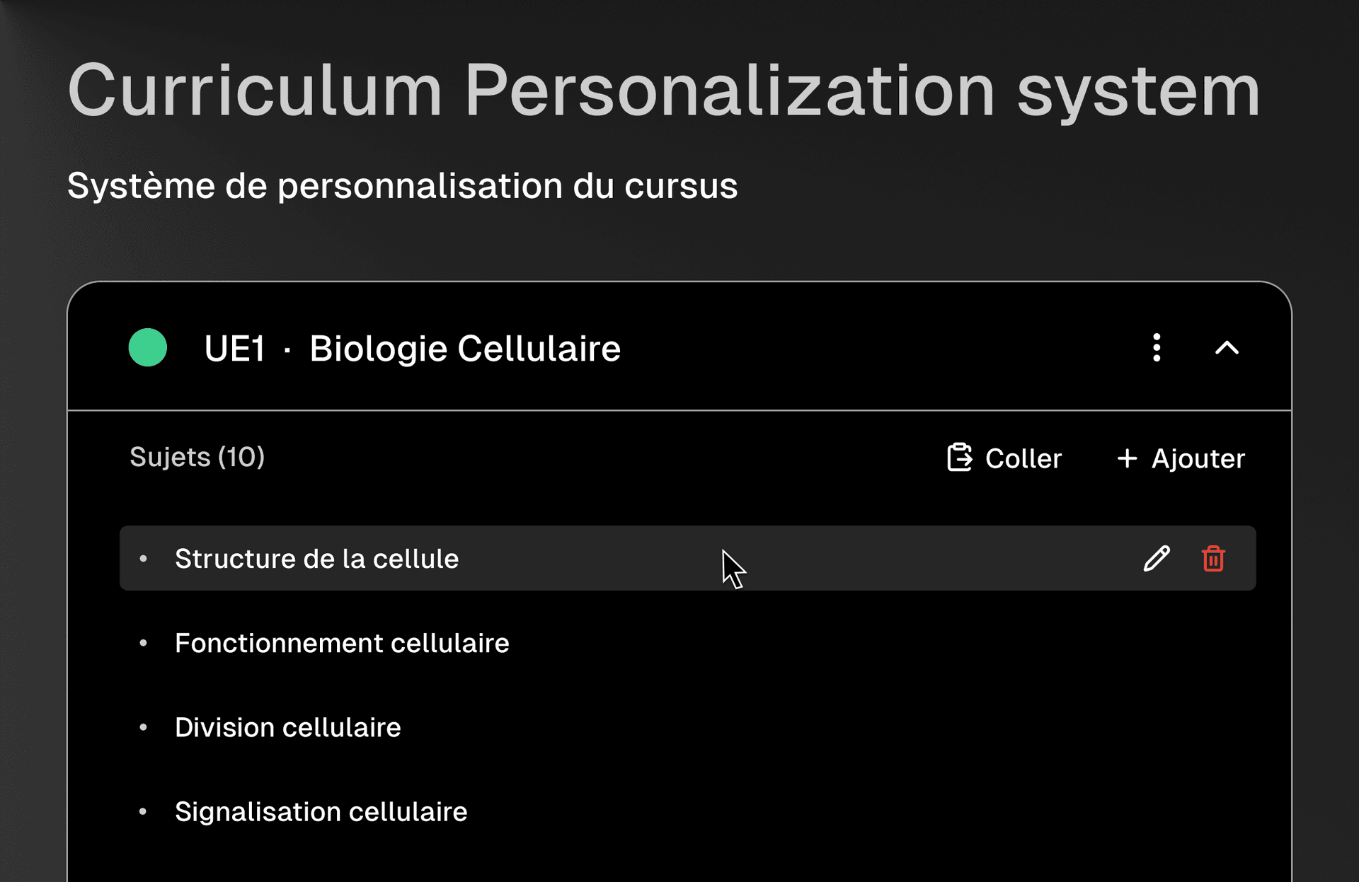 Présentation de la Personnalisation du Curriculum